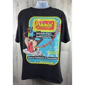 Vintage 1992 Taz Loony Tunes Comment Disinfectant Distressed T-Shirt XL (23x28)